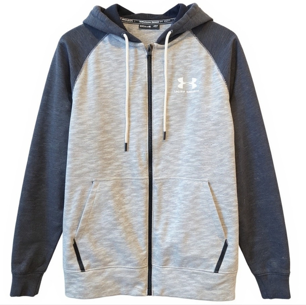 Under Armour Men’s Grey Full Zip Hoodie Small Raglan Sleeve